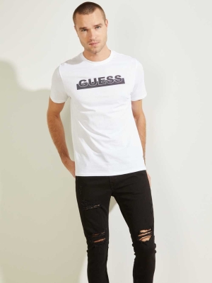 White Men's GUESS Apex T-Shirts | USA09LPHKY