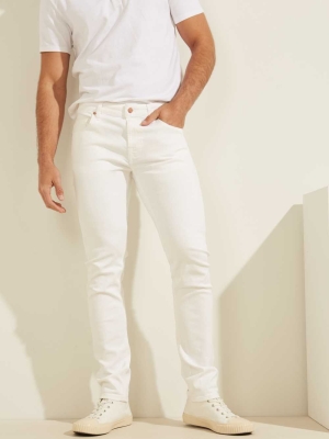 White Men's GUESS Classic Solid Skinny Jeans | USA26JGMWS