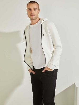 White Men's GUESS Eco Aldwin Zip-Up Sweatshirt | USA29NURLO