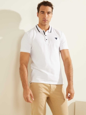 White Men's GUESS Eco Lyle Polo Shirts | USA31IUZSX