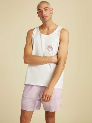 White Men's GUESS Originals Logo Tank Top | USA51YXUIS