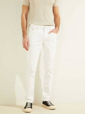 White Men's GUESS Slim Tapered Jeans | USA18PQDAY