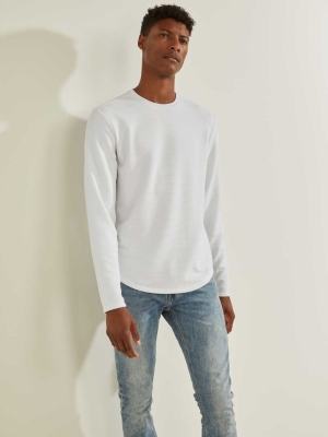 White Multicolor Men's GUESS Textured Jersey Crewneck Sweatshirt | USA52HSJBD