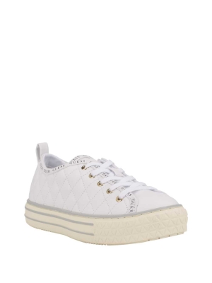 White Multicolor Women's GUESS Quilted Low-Top Sneakers | USA36UCHLS