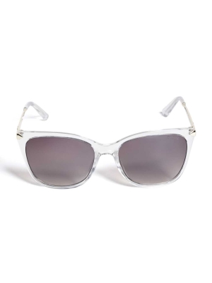 White Women's GUESS Amy Square Sunglasses | USA26IKCUP