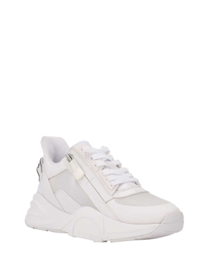 White Women's GUESS Bailian Side-Zip Sneakers | USA17CDZBH