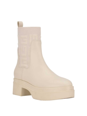 White Women's GUESS Keanna Logo Knit Chelsea Boots | USA81GTHUZ