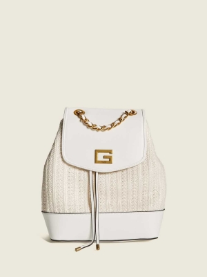 White Women's GUESS Kimi Backpacks | USA05HMALW