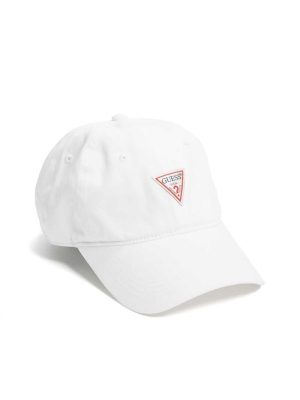 White Women's GUESS Logo Baseball Hats | USA72HYBWQ