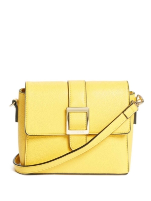 Yellow Women's GUESS Cara Buckle Crossbodies | USA92FXYQP