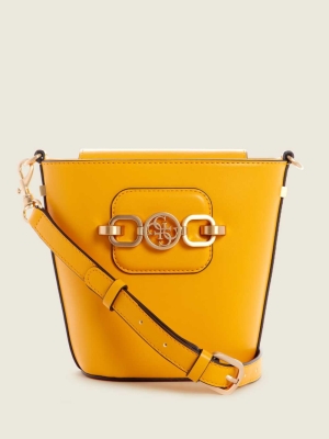 Yellow Women's GUESS Hensely Bucket Crossbodies | USA65SFQBW