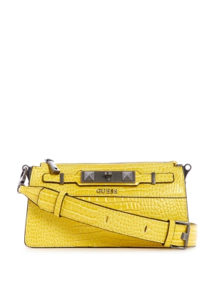 Yellow Women's GUESS Raffie Mini Crossbodies | USA75GXULR