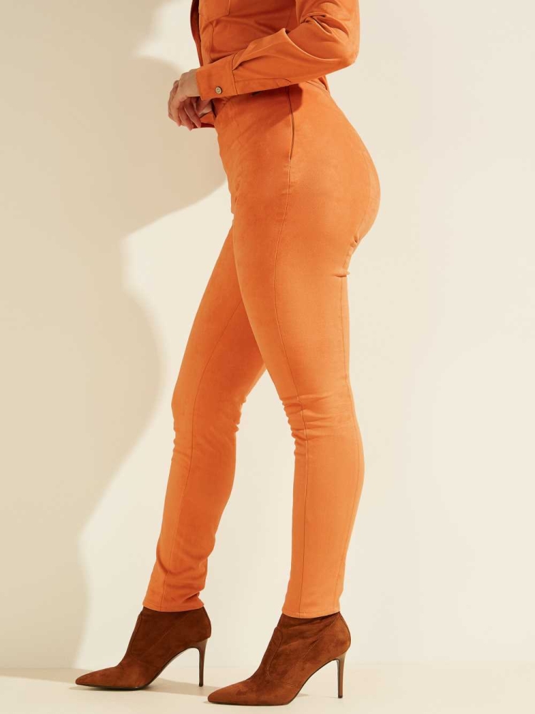 Apricot Women's GUESS Maya Faux-Suede Leggings | USA54DNAGJ