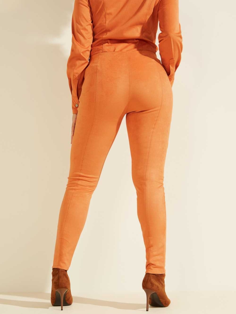 Apricot Women's GUESS Maya Faux-Suede Leggings | USA54DNAGJ