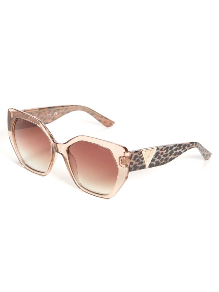 Apricot Women's GUESS Triangle Geometric Sunglasses | USA03IKRYC