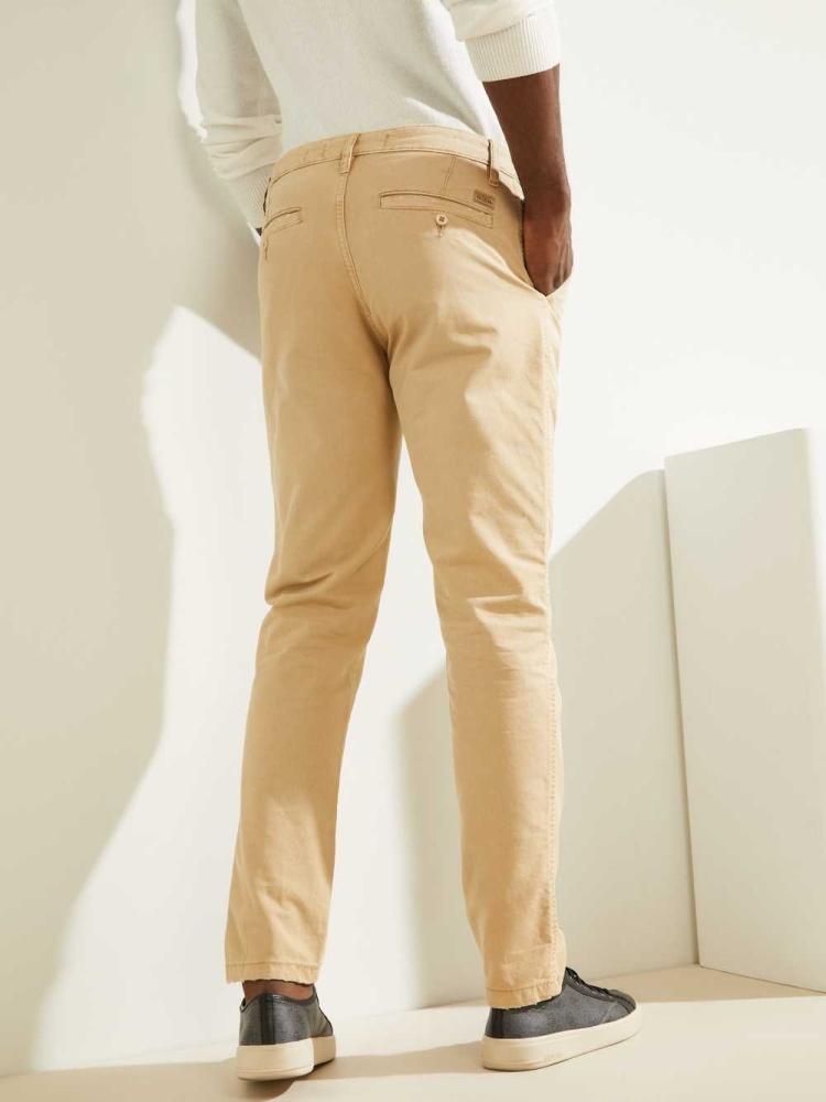 Beige Men's GUESS Max Pants | USA52INHDK