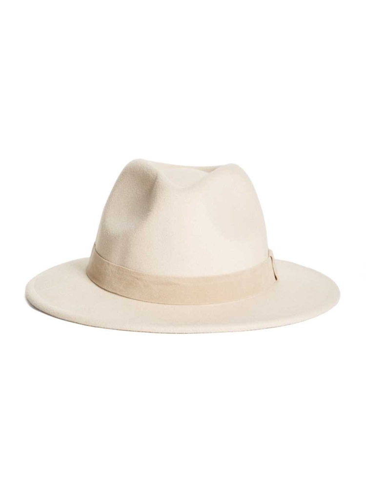 Beige Women's GUESS Vickie Wide Brim Hats | USA40QNTLC