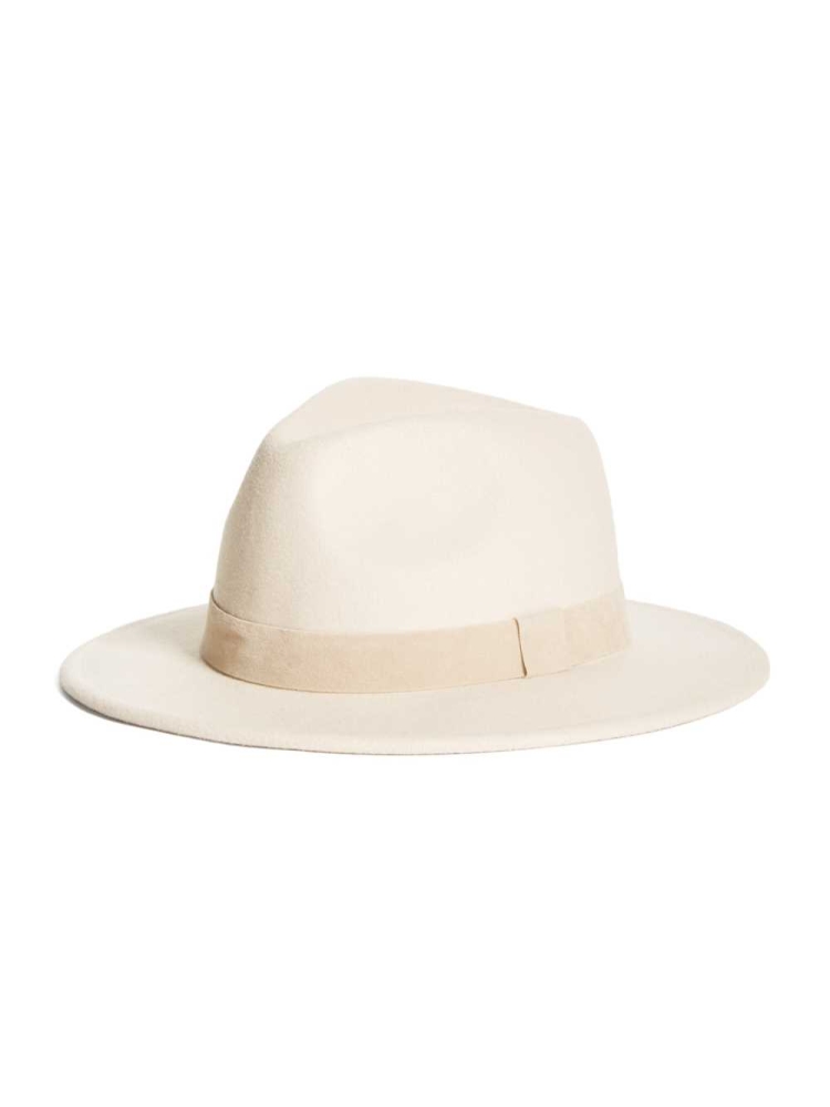 Beige Women\'s GUESS Vickie Wide Brim Hats | USA40QNTLC