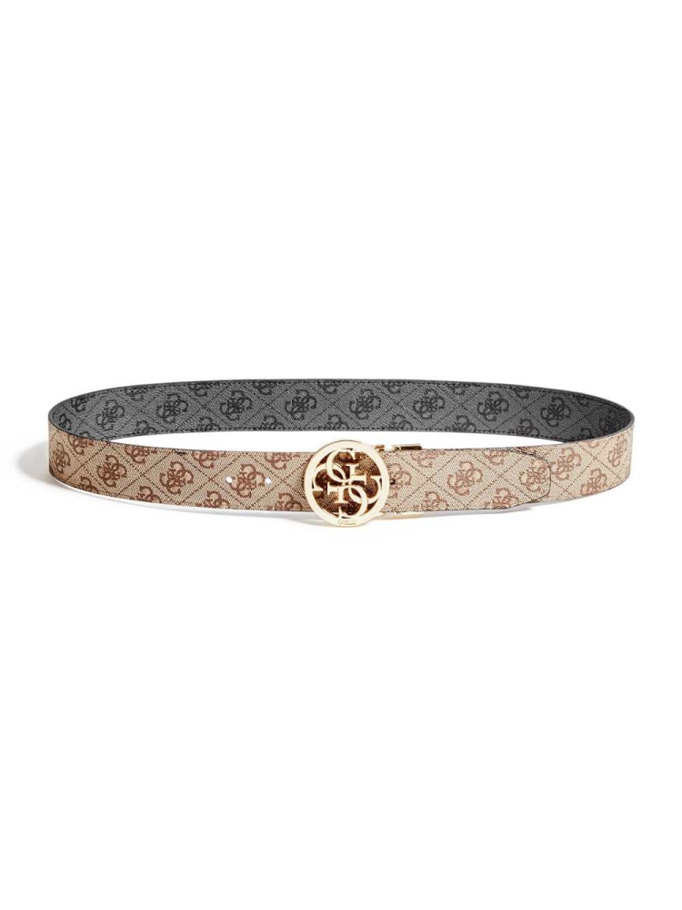 Black Brown Women's GUESS Reversible Quattro G Signature Belts | USA15GQLJX