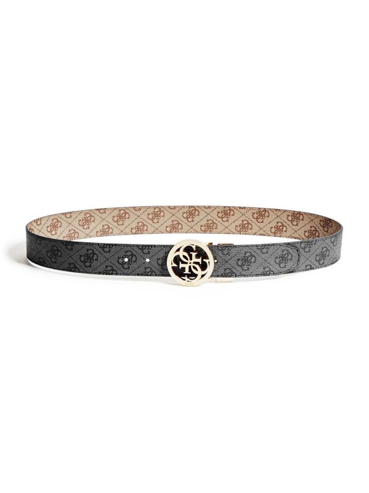 Black Brown Women's GUESS Reversible Quattro G Signature Belts | USA15GQLJX