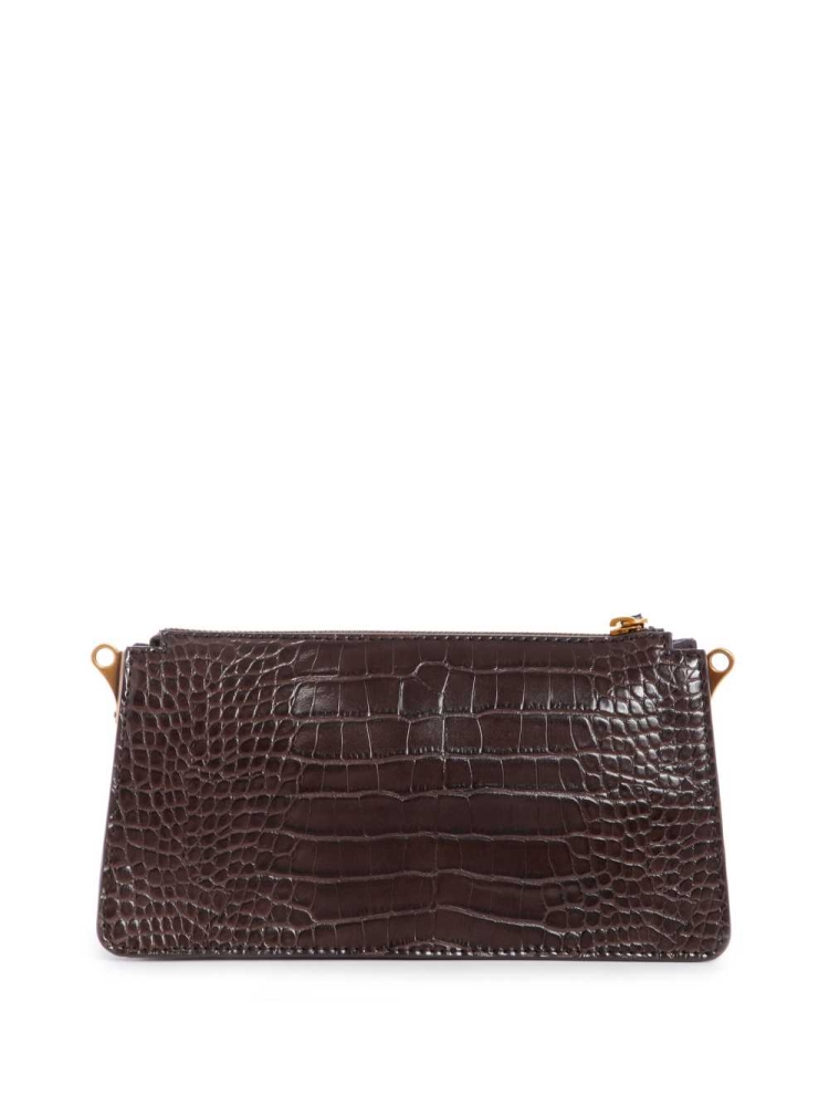 Black Brown Women's GUESS Stephi Mini Crossbodies | USA86HJFBS