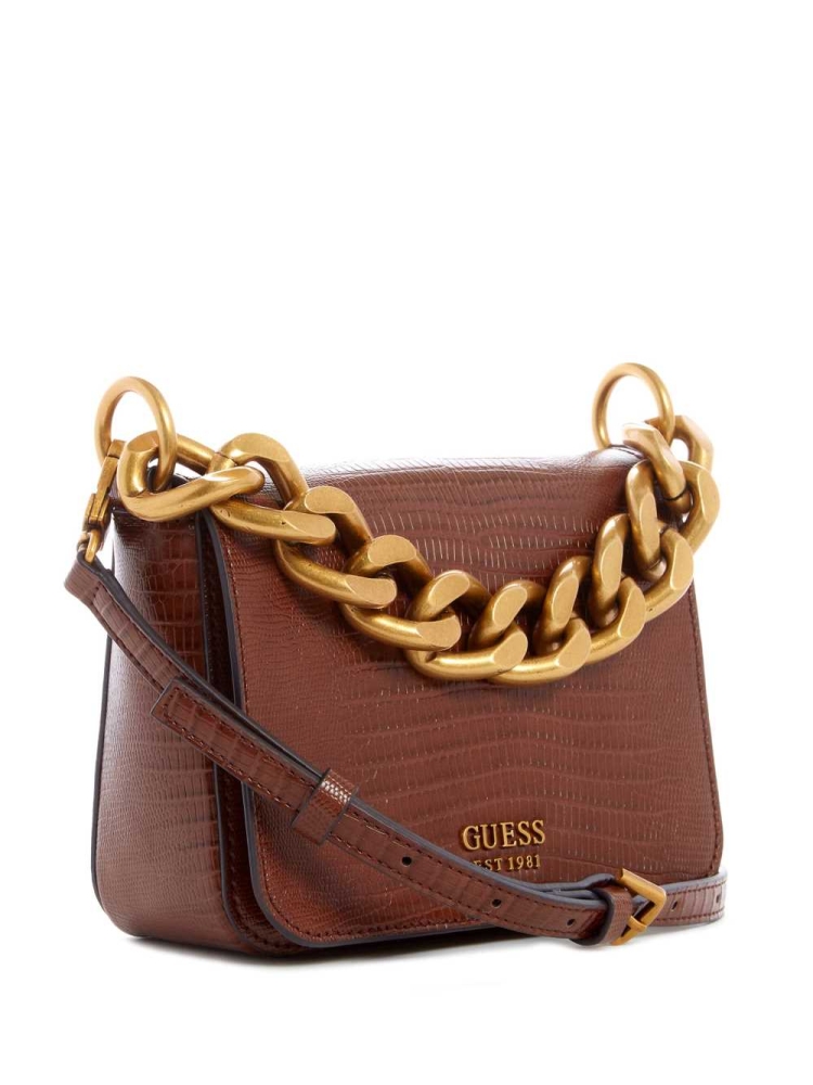 Black Brown Women's GUESS Tullia Mini Crossbodies | USA05IRHKQ