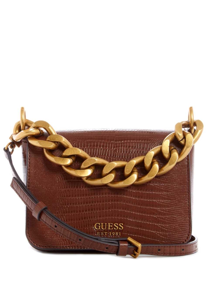 Black Brown Women\'s GUESS Tullia Mini Crossbodies | USA05IRHKQ