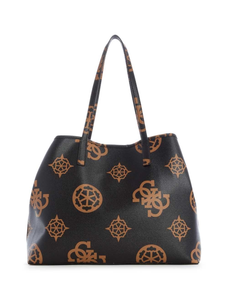 Black Flower Women's GUESS Vikky Logo Large Totes | USA59VOQEC