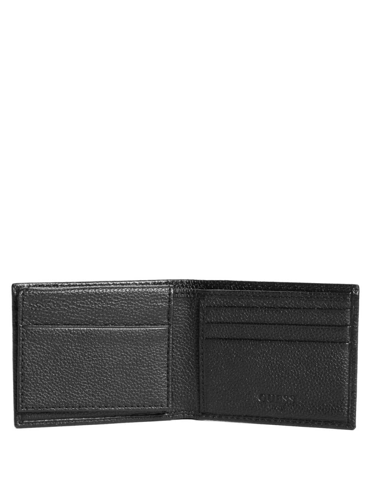 Black Men's GUESS Bishop Bifold Wallets | USA48XBTPS