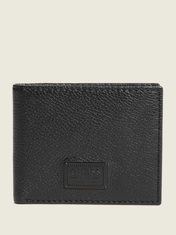 Black Men\'s GUESS Bishop Bifold Wallets | USA48XBTPS