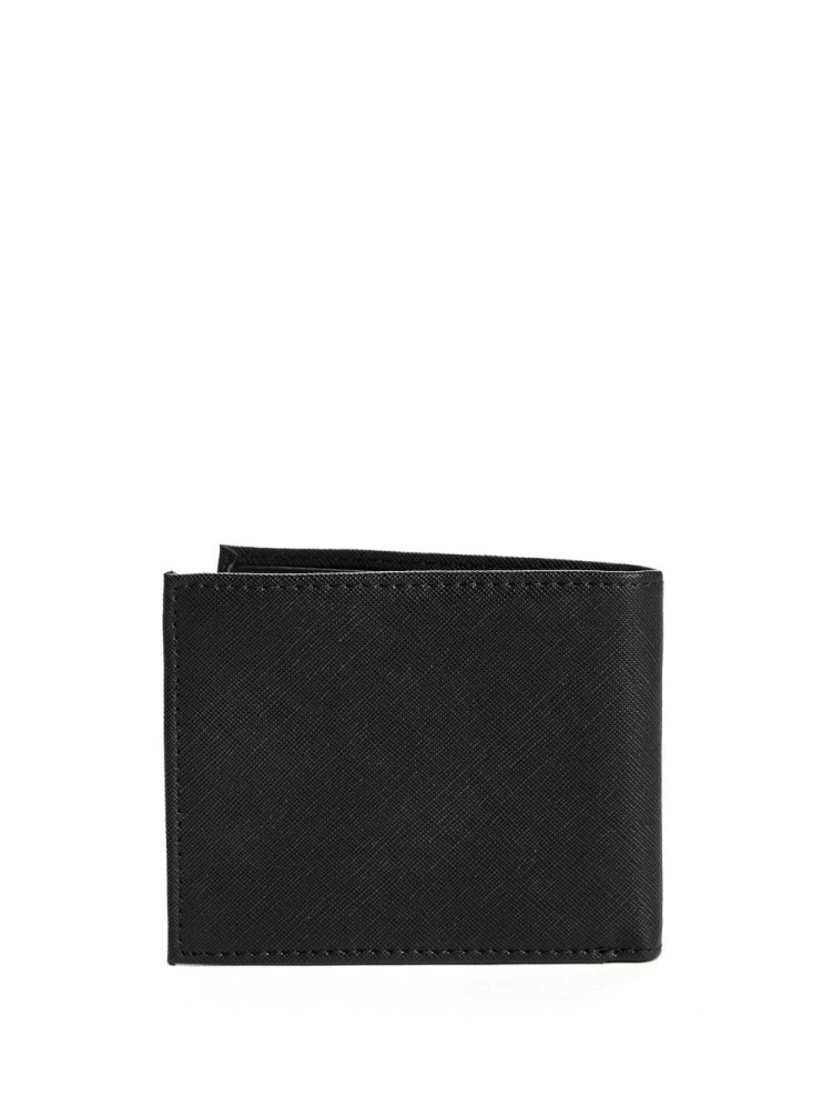 Black Men's GUESS Certosa Leather Billfold Wallets | USA20MZGOP