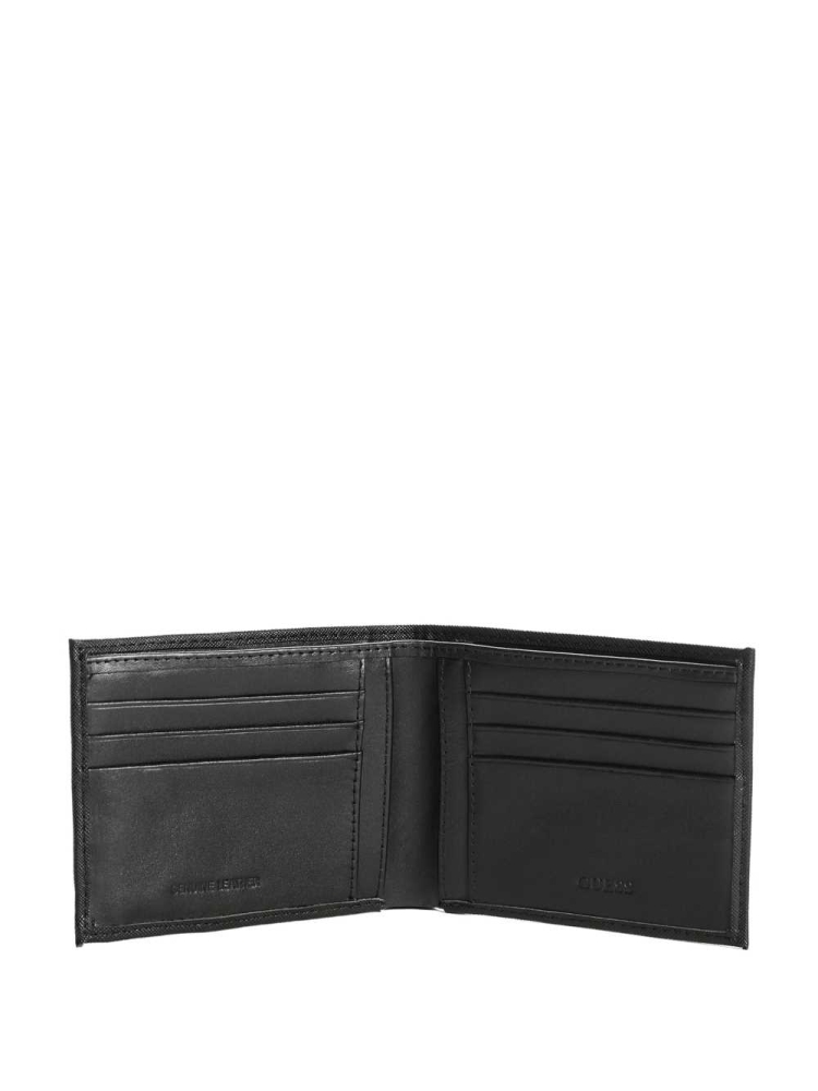 Black Men's GUESS Certosa Leather Billfold Wallets | USA20MZGOP