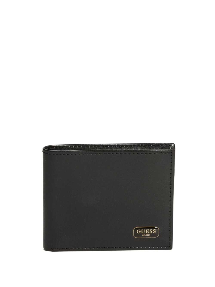 Black Men\'s GUESS Chavez Passcase Wallets | USA09HTEUX