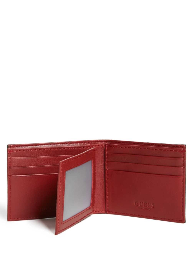 Black Men's GUESS Contrast Stitch Slimfold Wallets | USA02IBUCS