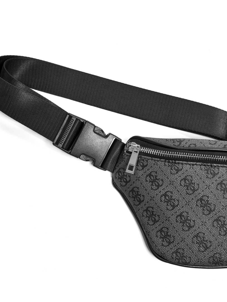 Black Men's GUESS Don Logo-Print Belt Bags | USA83MXPYB