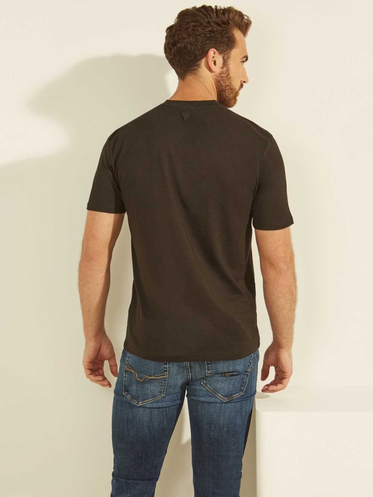 Black Men's GUESS Eco Alphy T-Shirts | USA35BOACE