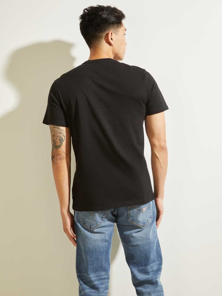 Black Men's GUESS Eco LA Scenic T-Shirts | USA79NHYSX