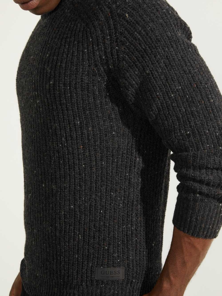 Black Men's GUESS Lester Hunter Jumper Sweaters | USA94GLHQM