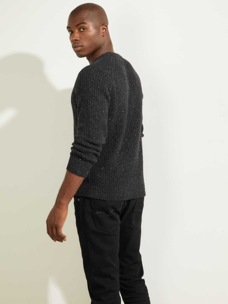 Black Men's GUESS Lester Hunter Jumper Sweaters | USA94GLHQM