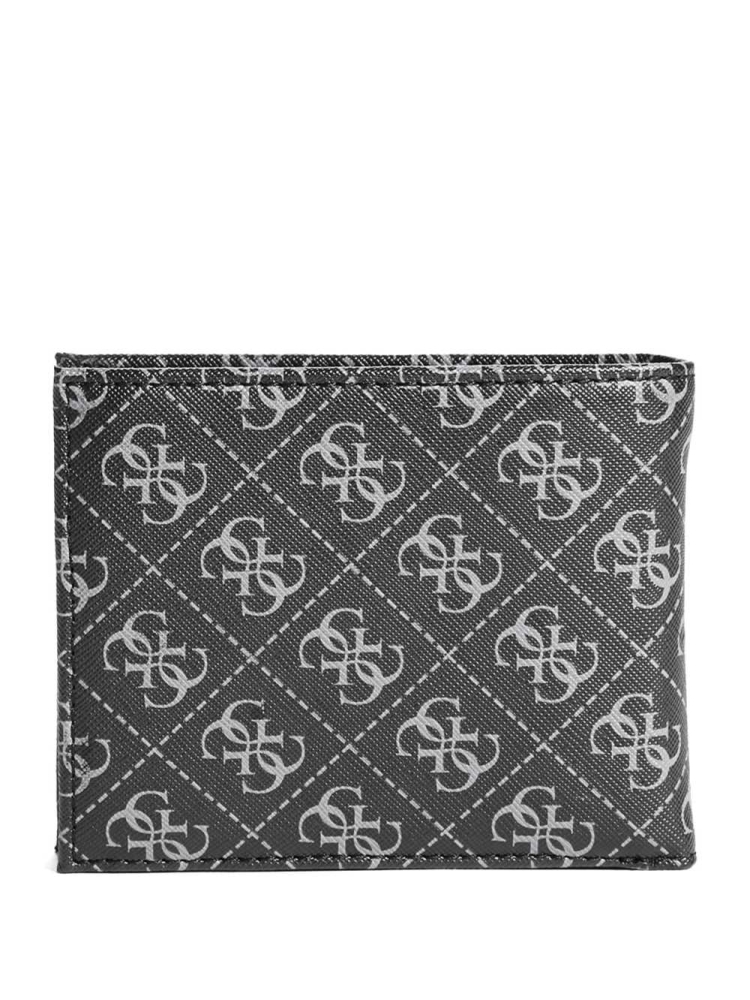 Black Men's GUESS Monterrey Bifold Wallets | USA96CXWTJ