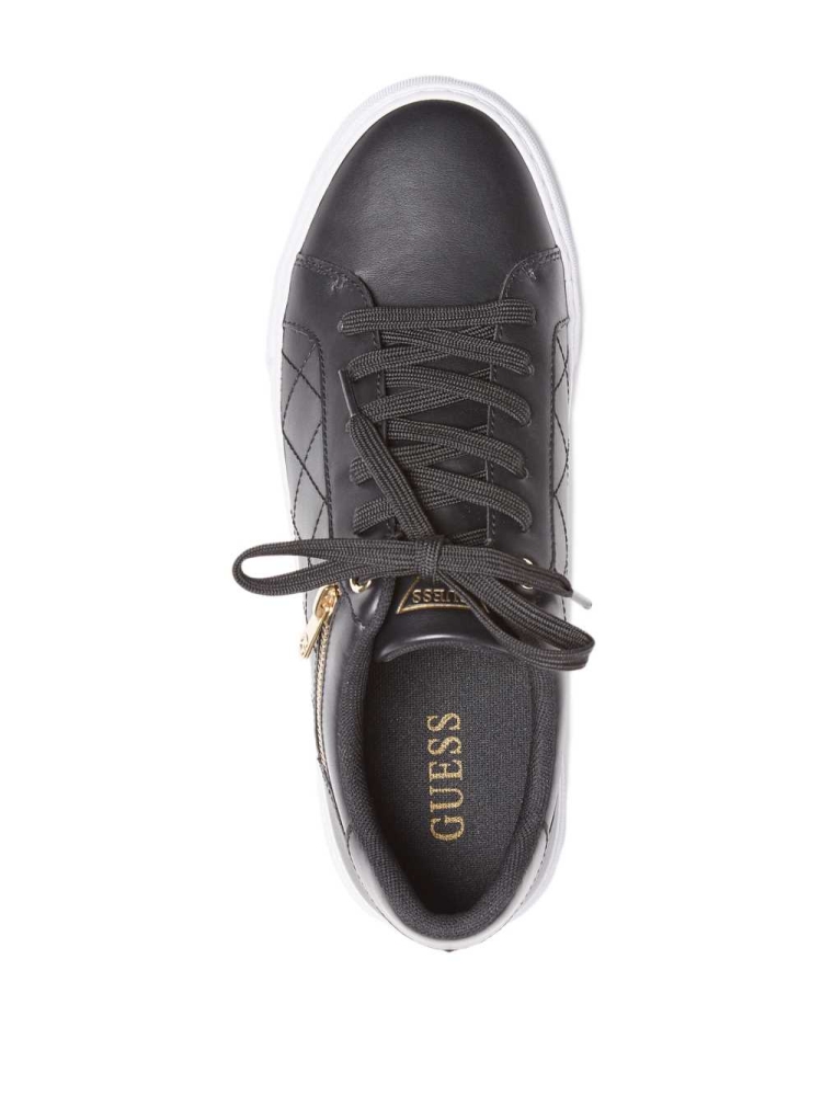 Black Men's GUESS Myran Zip Low-Top Sneakers | USA69OJYIH