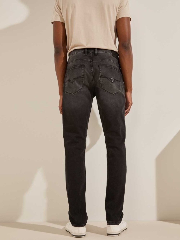 Black Men's GUESS Slim Tapered Jeans | USA78IBKLH