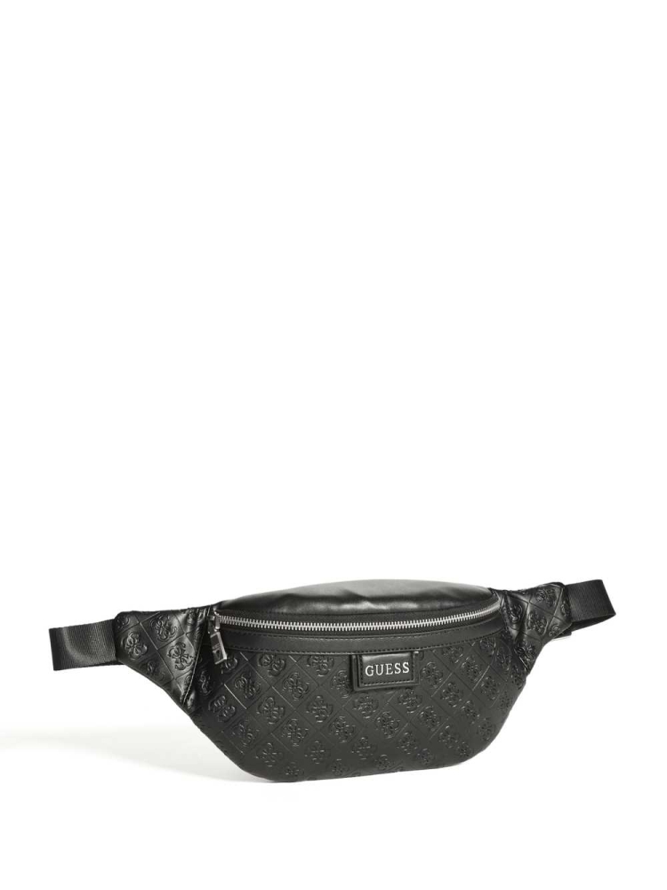 Black Men's GUESS Vezzola Quattro G Belt Bags | USA78SNTEC