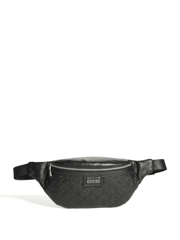 Black Men\'s GUESS Vezzola Quattro G Belt Bags | USA78SNTEC