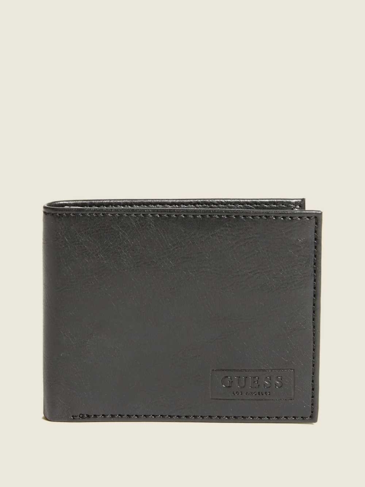 Black Men\'s GUESS West Passport Case Wallets | USA57MUATK