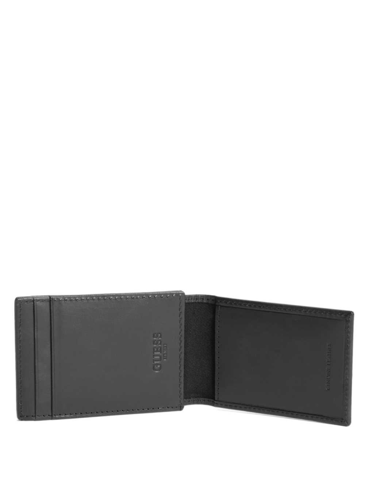 Black Men's GUESS West Wide Magnetic Wallets | USA49DTEQY