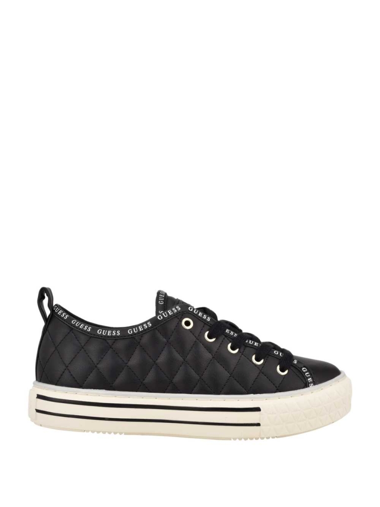 Black Multicolor Women's GUESS Quilted Low-Top Sneakers | USA84ZHLBO