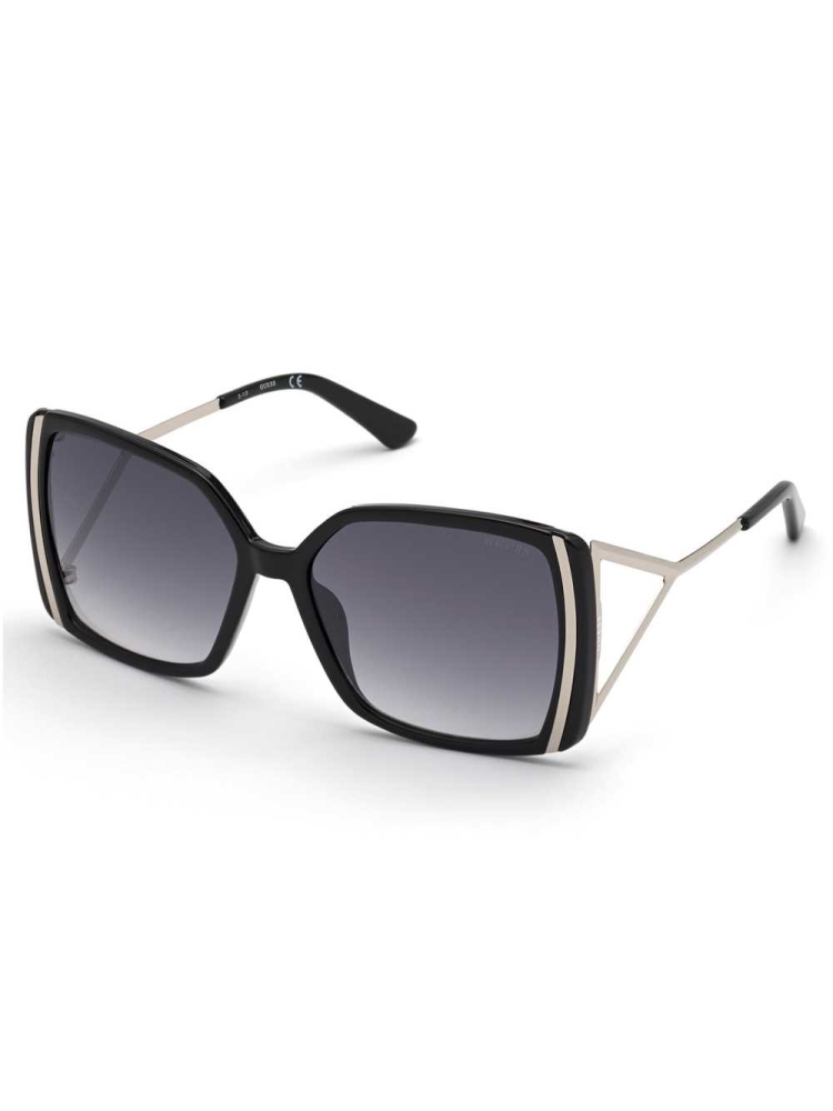 Black Purple Women's GUESS Cutout Square Sunglasses | USA24UEVWR