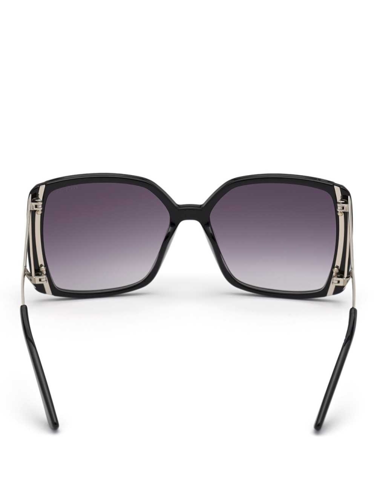 Black Purple Women's GUESS Cutout Square Sunglasses | USA24UEVWR