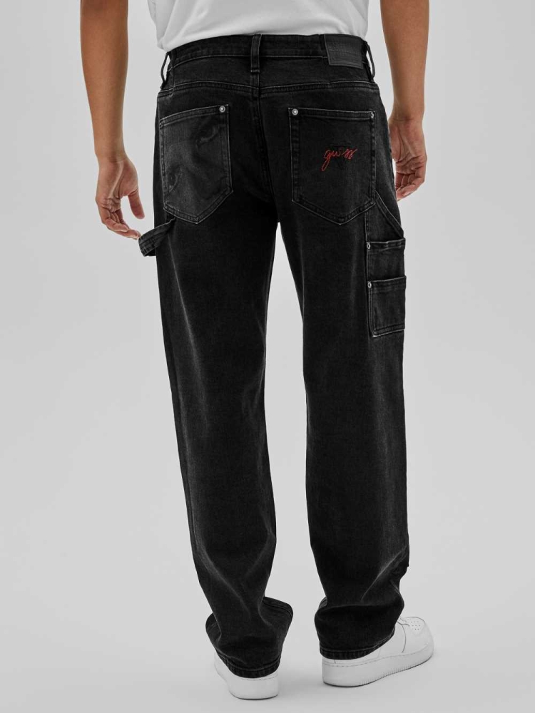 Black Wash Men's GUESS Originals Carpenter Pants | USA07WTLJU